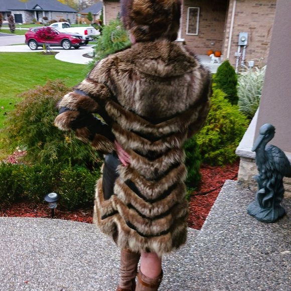 VINTAGE 1960s fur & leather lined coat & matching hat SZ S - M - Picture 5 of 15